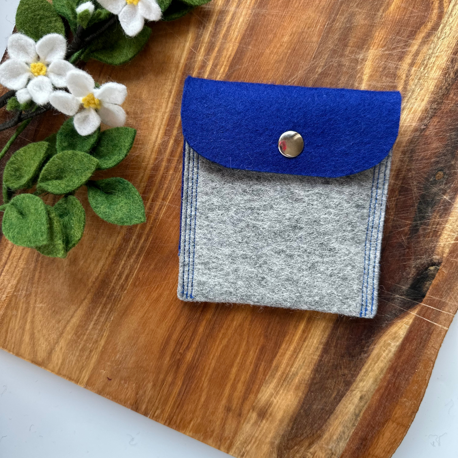 Blue and Grey Felt Pouch